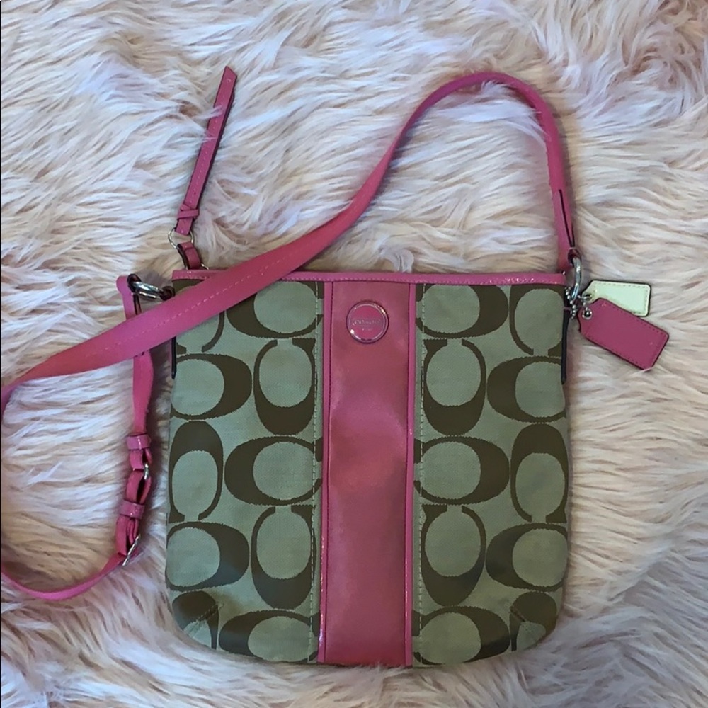 *RARE* Coach Signature Stripe Duffle Crossbody Bag